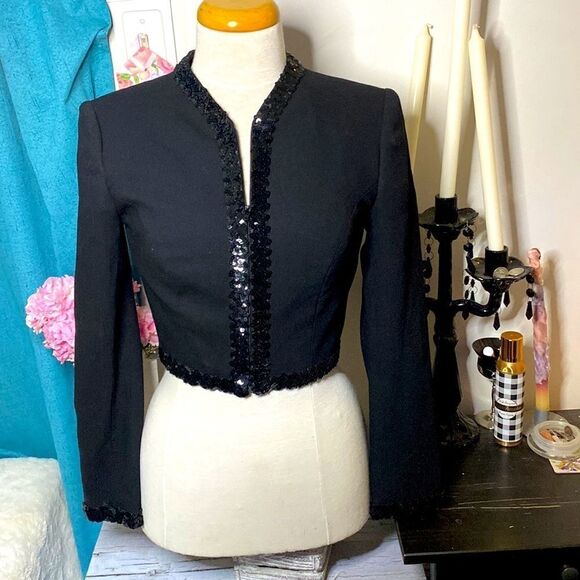 🌷 Angelo Mozillo🌷 Pure Virgin Wool Crop Blazer Jacket Made in Italy - Picture 6 of 11